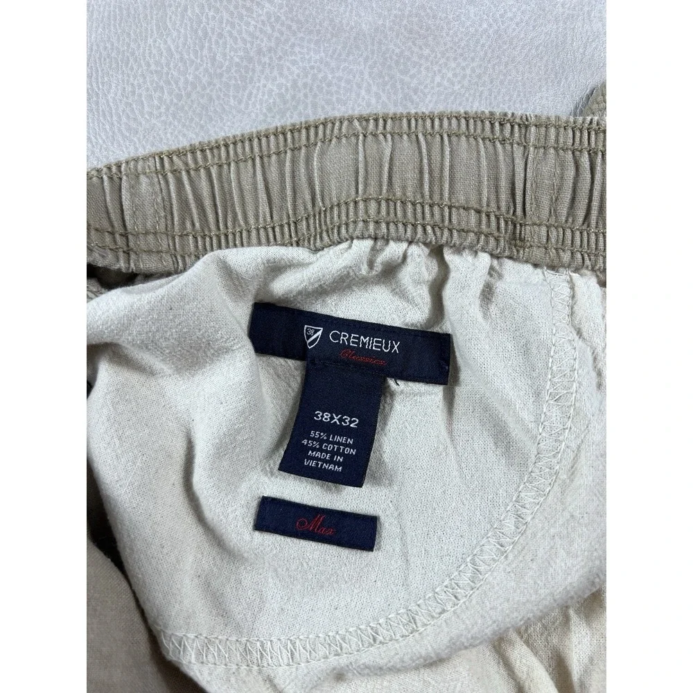 Daniel Cremieux Linen Pants Mens 38x32 Beige Flat Front Beach Trousers